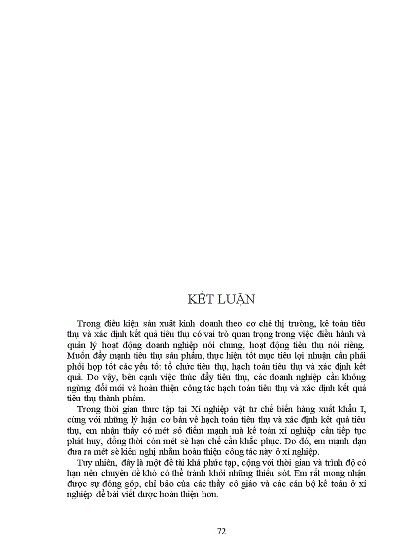 image for page Hoàn thiện hạch toán tiêu thụ, xác định kết quả tiêu thụ thành phẩm và các biện pháp nâng cao lợi nhuận tiêu thụ thành phẩm tại Xí nghiệp vật tư chế biến hàng xuất khẩu I