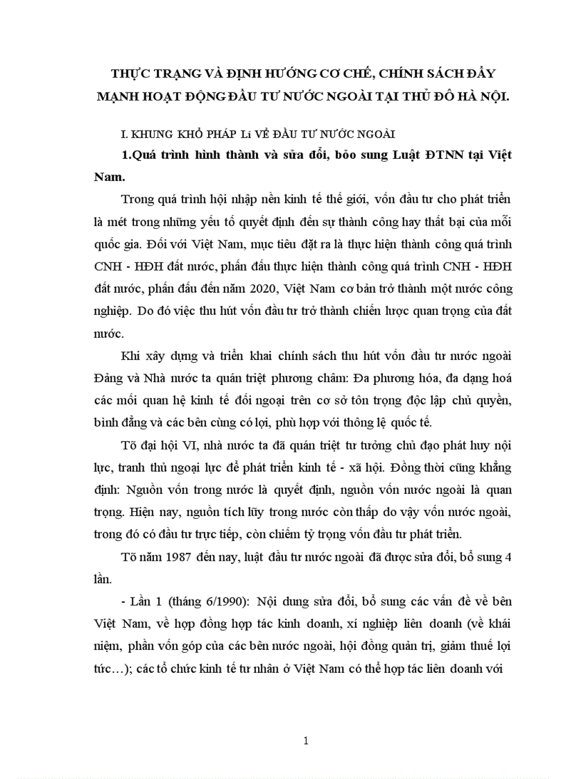 Thực trạng và định hướng cơ chế, chính sách đẩy mạnh hoạt động đầu tư nước ngoài tại thủ đô Hà Nội