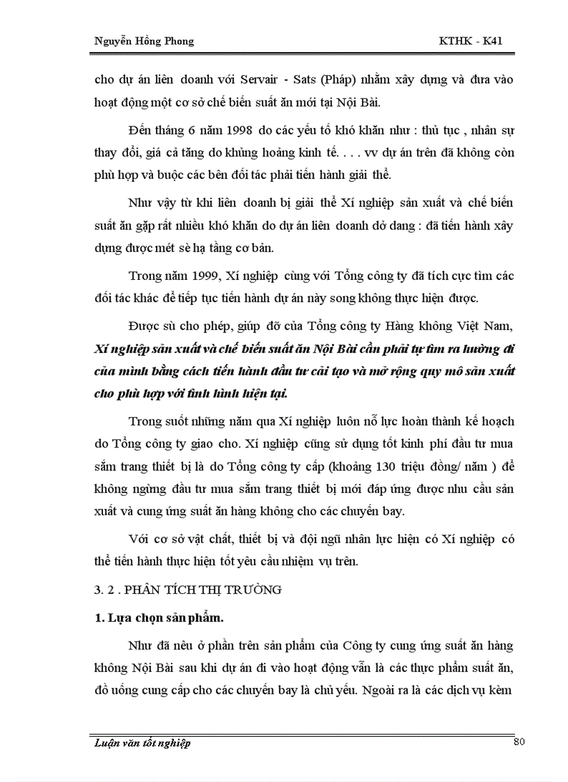 image for page Thiết kế phương án đầu tư mở rộng Công ty cung ứng suất ăn hàng không Nội Bài