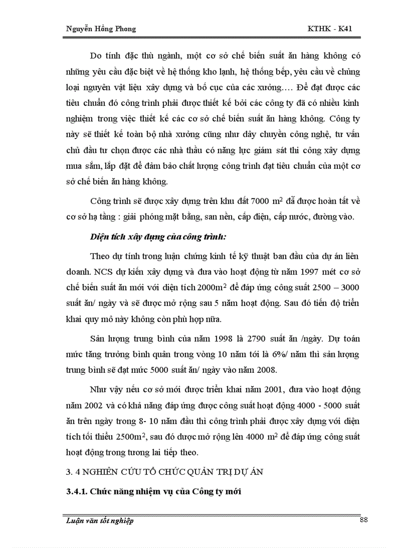 image for page Thiết kế phương án đầu tư mở rộng Công ty cung ứng suất ăn hàng không Nội Bài