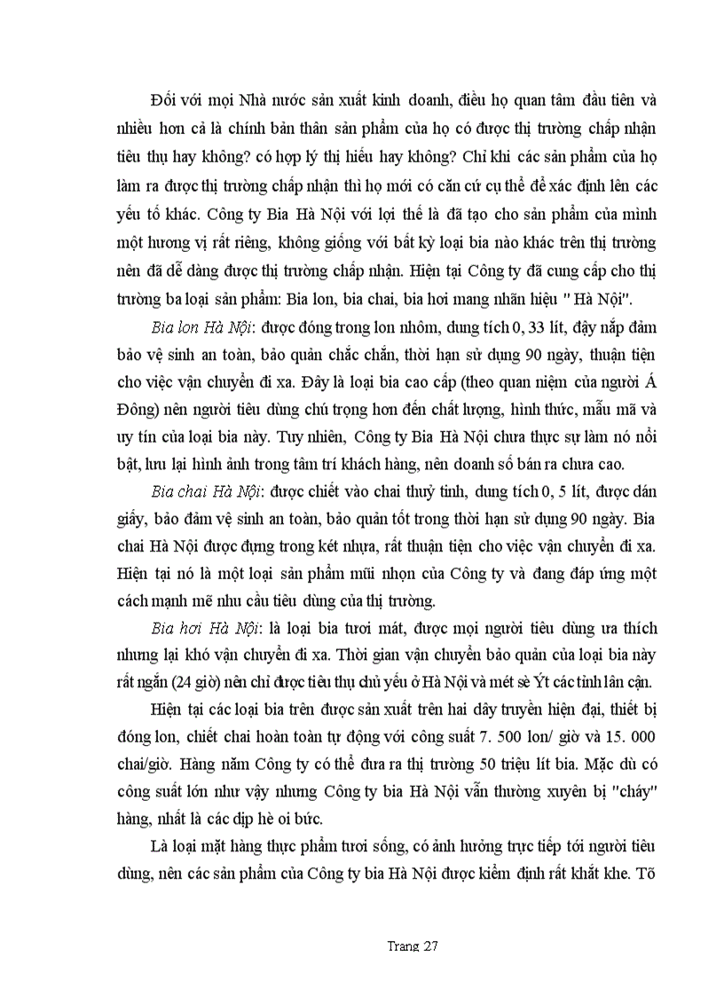 image for page Thị trường tiêu thụ sản phẩm của Công ty Bia Hà nội