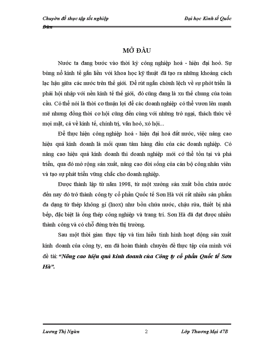 image for page Nâng cao hiệu quả kinh doanh của Công ty cổ phần Quốc tế Sơn Hà