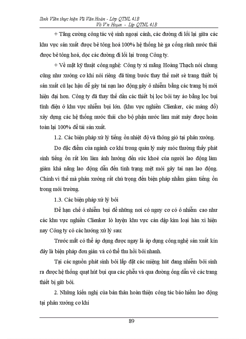 image for page Một vài kiến nghị hoàn thiện điều kiện lao động, an toàn lao động tại xưởng cơ khí - Công ty xi măng Hoàng Thạch