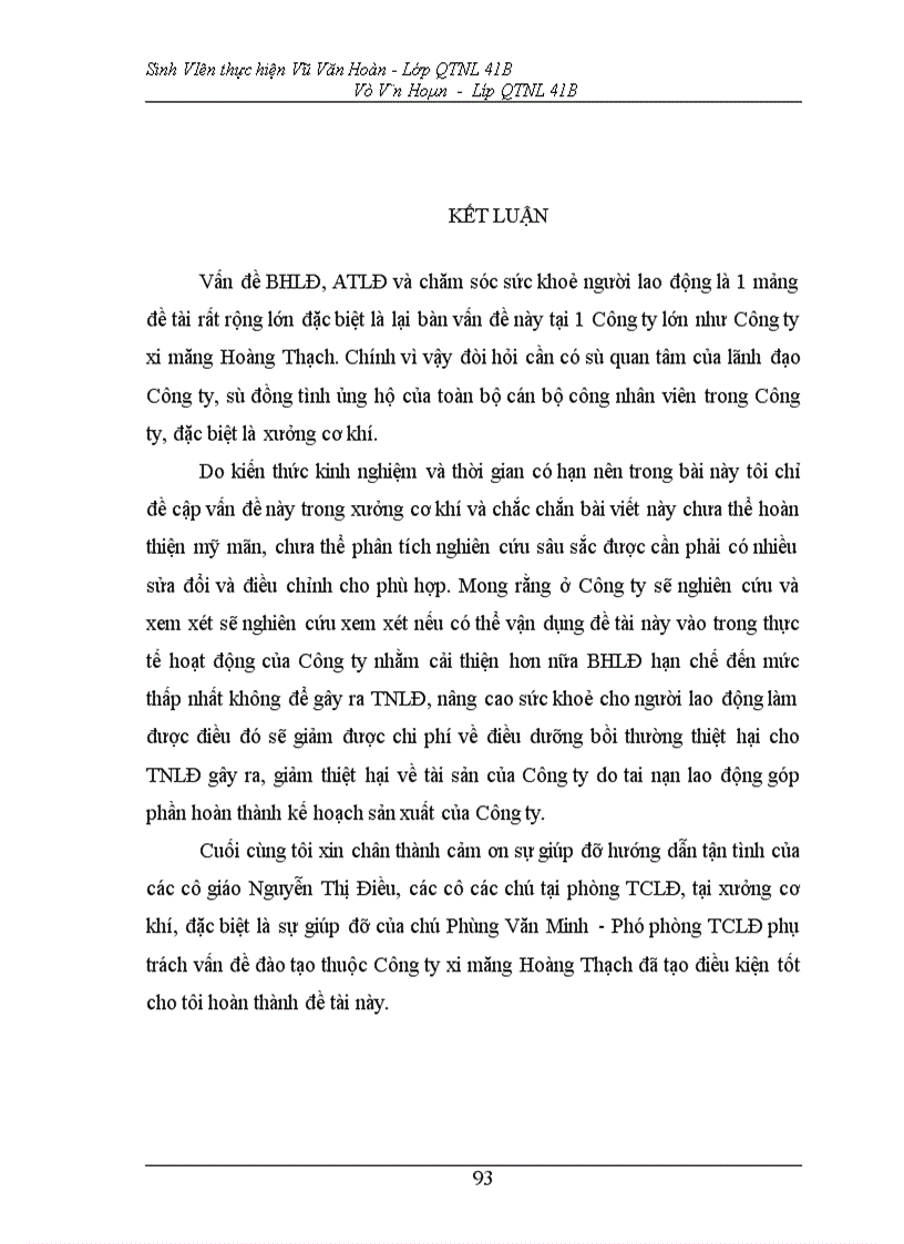 image for page Một vài kiến nghị hoàn thiện điều kiện lao động, an toàn lao động tại xưởng cơ khí - Công ty xi măng Hoàng Thạch