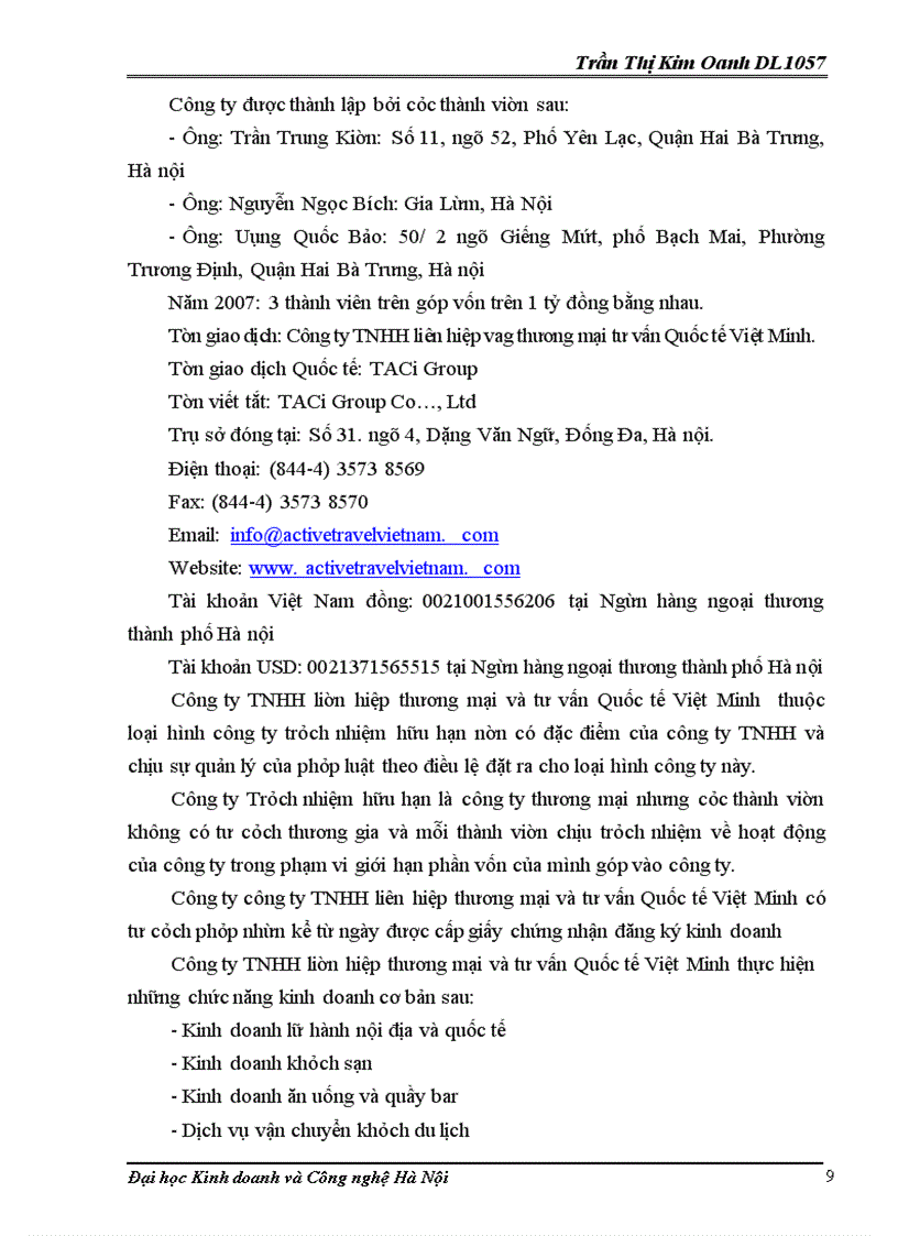 image for page Thực trạng và giải pháp thu hút khách tại công ty trách nhiệm hữu hạn liên hiệp thương mại và tư vấn Quốc tế Việt Minh