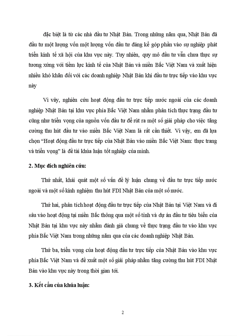 Thực trạng hoạt động đầu tư trực tiếp của các doanh nghiệp Nhật Bản tại khu vực phía Bắc Việt Nam