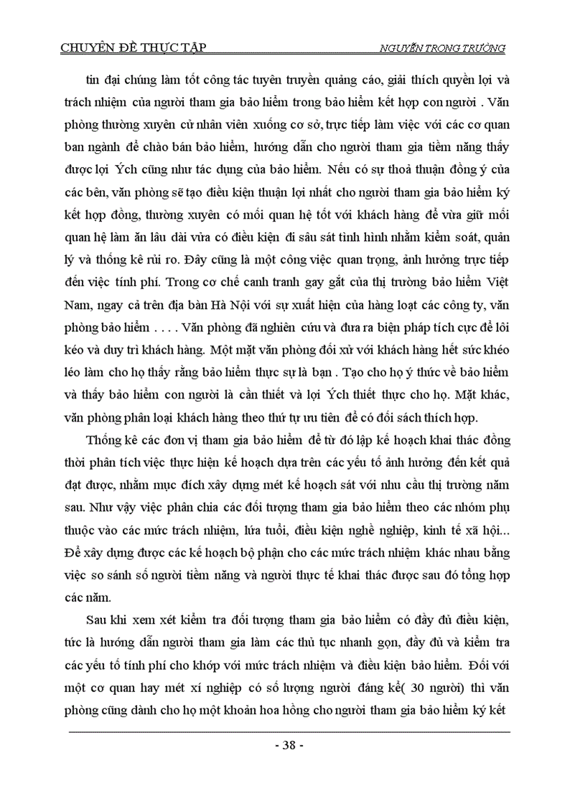 image for page Tình hình triển khai nghiệp vụ bảo hiểm kết hợp con người tại phòng bảo hiểm Hai Bà Trưng