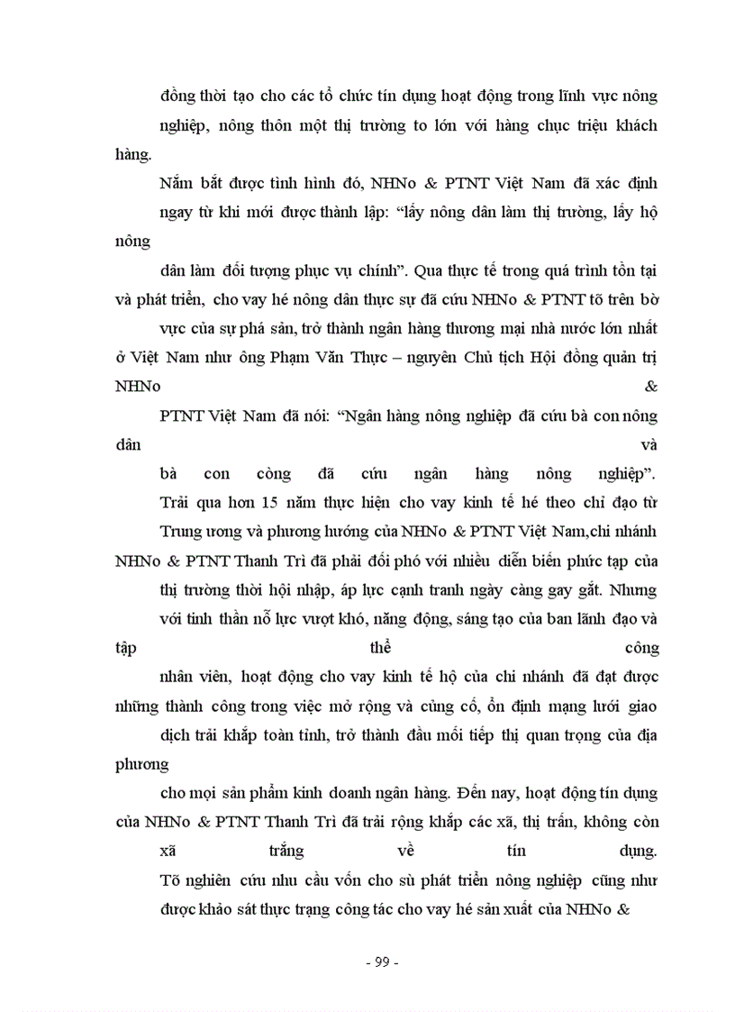 image for page Một số giải pháp nhằm mở rộng và nâng cao hiệu quả công tác cho vay hộ sản xuất ở NHNo&PTNT Thanh Trì
