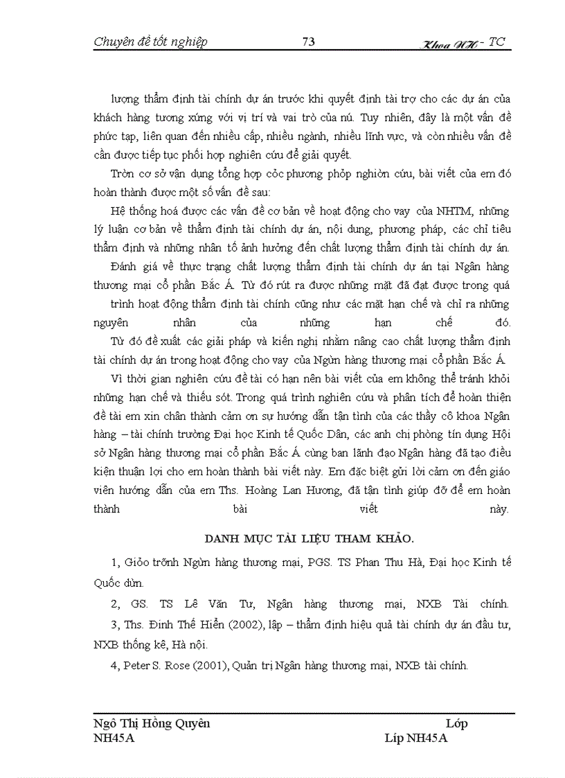image for page Nâng cao chất lượng thẩm định tài chính dự án trong hoạt động cho vay tại hội sở Ngân hàng thương mại cổ phần Bắc Á