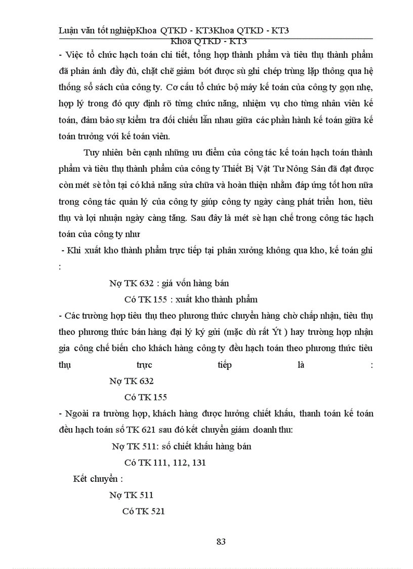 image for page Hạch toán thành phẩm, tiêu thụ thành phẩm và xác định kết quả tiêu thụ tại Công ty Vật Tư Thiết Bị Nông Sản