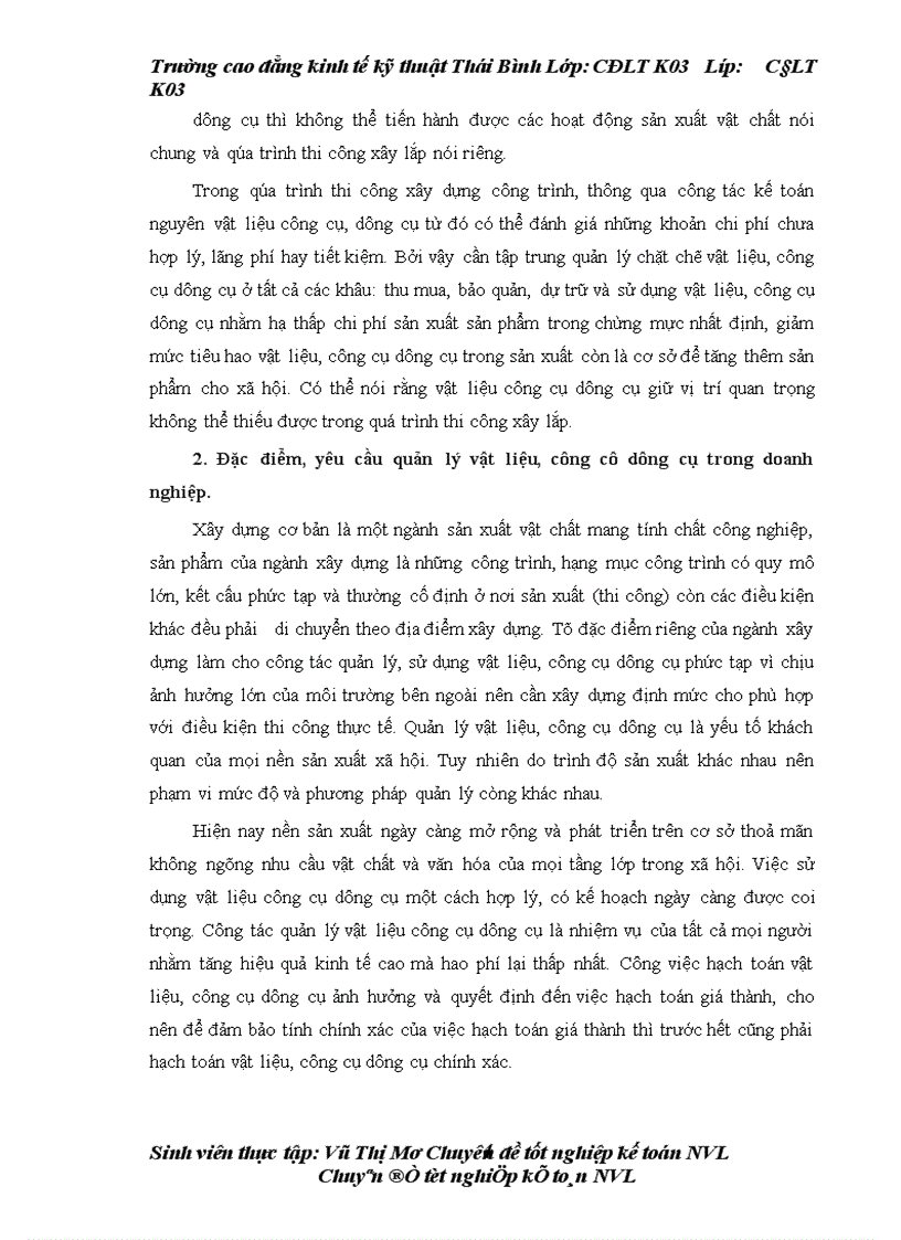 Tổ chức công tác kế toán nguyên vật liệu, công cụ dụng cụ ở công ty cổ phần tư vấn đầu tư và XD Hợp Thành