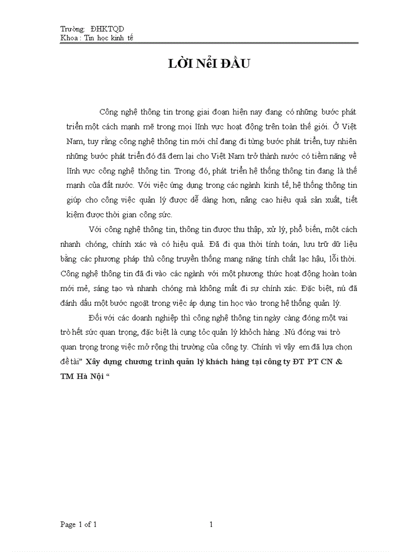 image for page Xây dựng chương trình quản lý khách hàng tại công ty ĐT PT CN & TM Hà Nội