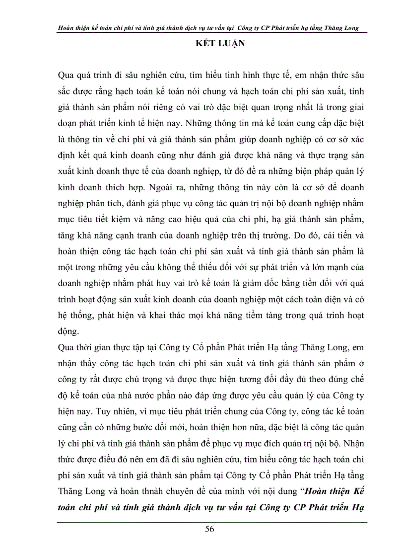 image for page Hoàn thiện Kế toán chi phí và tính giá thành dịch vụ tư vấn tại Công ty CP Phát triển Hạ tầng Thăng Long