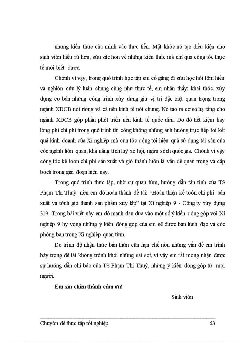 image for page Kế toán chi phí sản xuất và tính giá thành sản phẩm xây lắp tại Xí nghiệp 9 - Công ty xây dựng 319 - Bộ quốc phòng