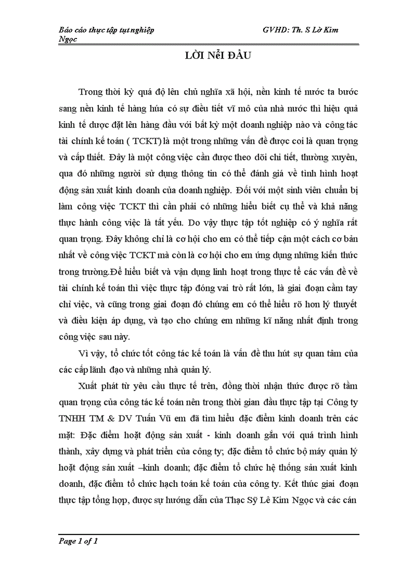 image for page Đánh giá thực trạng hạch toán kế toán tại Công ty TNHH TM và DV Tuấn Vũ