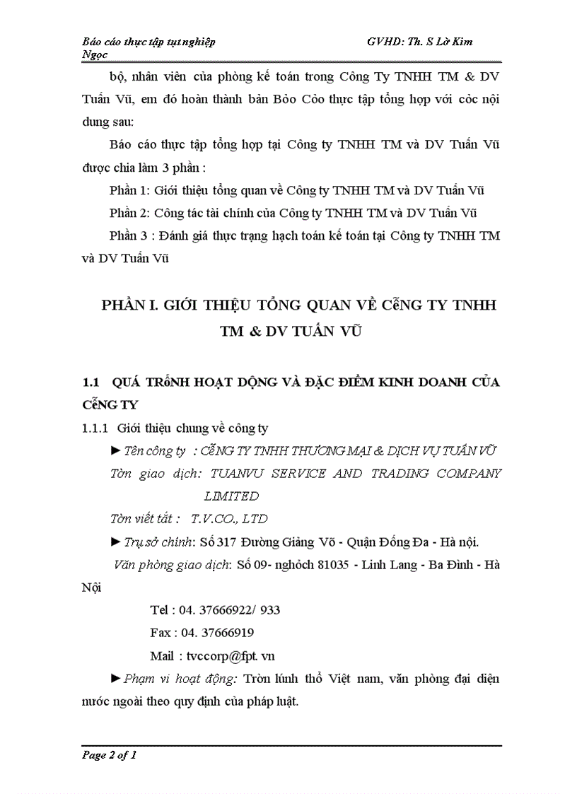 image for page Đánh giá thực trạng hạch toán kế toán tại Công ty TNHH TM và DV Tuấn Vũ