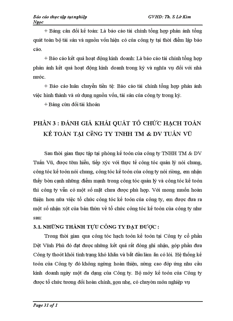 image for page Đánh giá thực trạng hạch toán kế toán tại Công ty TNHH TM và DV Tuấn Vũ