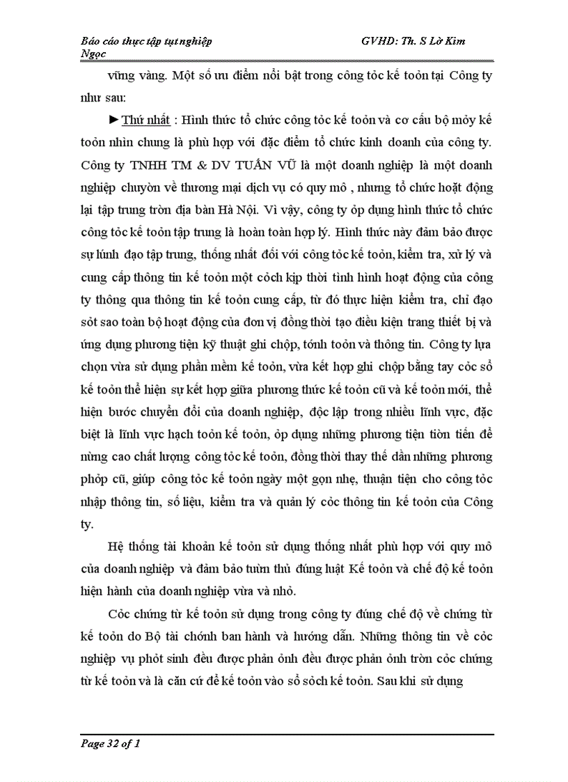 image for page Đánh giá thực trạng hạch toán kế toán tại Công ty TNHH TM và DV Tuấn Vũ