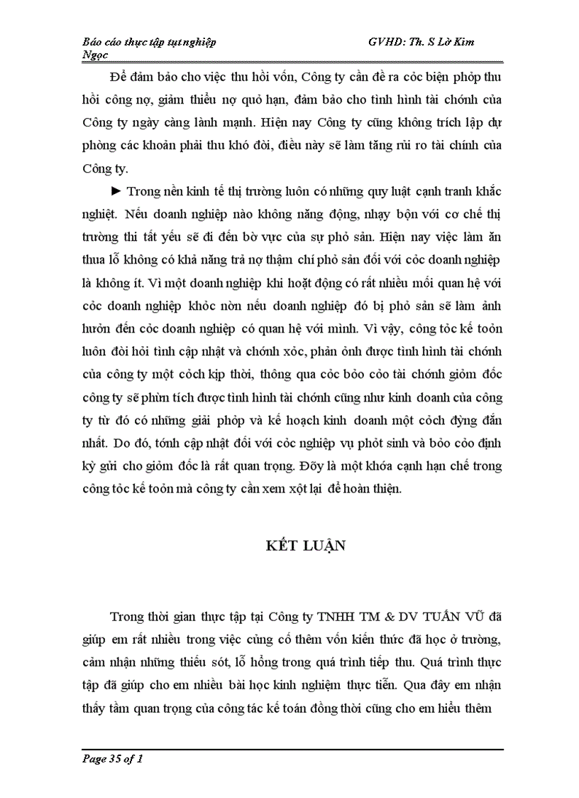 image for page Đánh giá thực trạng hạch toán kế toán tại Công ty TNHH TM và DV Tuấn Vũ