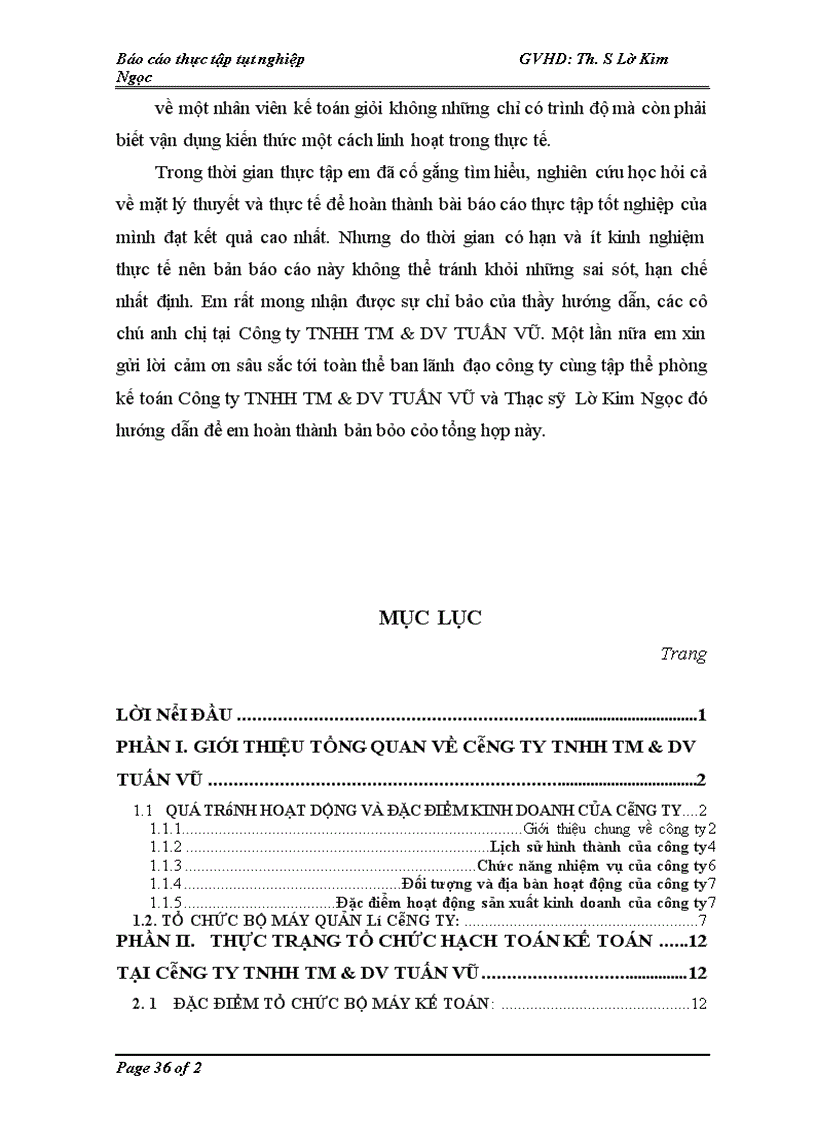 image for page Đánh giá thực trạng hạch toán kế toán tại Công ty TNHH TM và DV Tuấn Vũ