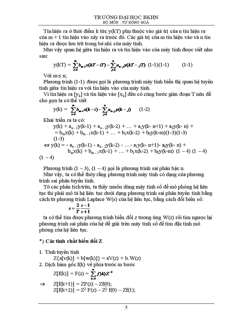 image for page Dùng máy tính khảo sát quá trình quá độ của hệ điều khiển tự động