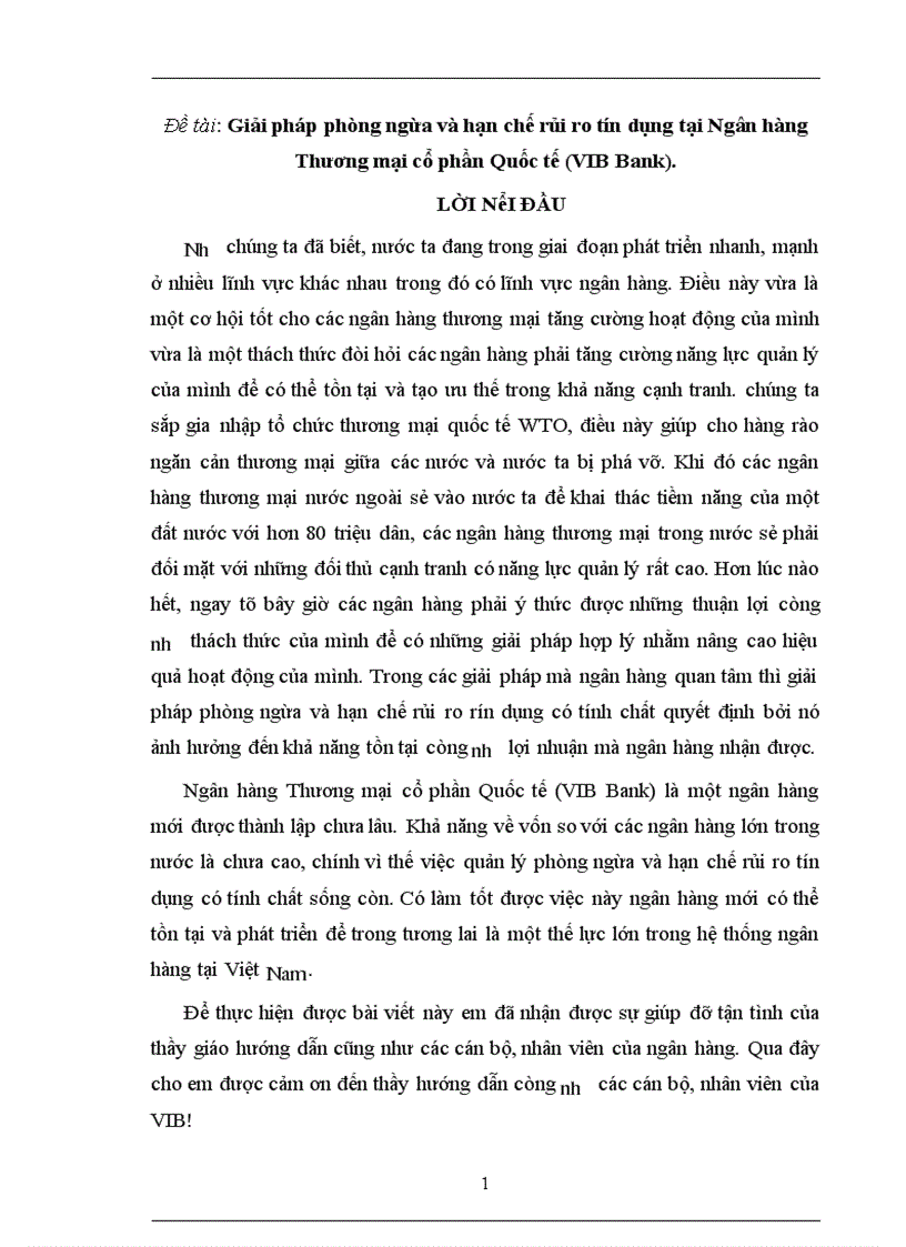 image for page Giải pháp phòng ngừa và hạn chế rủi ro tín dụng tại Ngân hàng Thương mại cổ phần Quốc tế (VIB Bank)