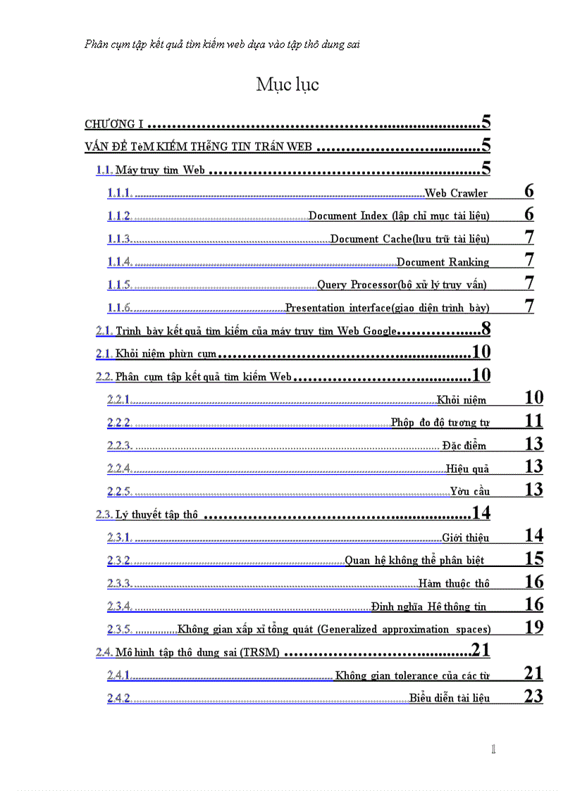 image for page Phân cụm tập kết quả tìm kiếm web dựa vào tập thô dung sai