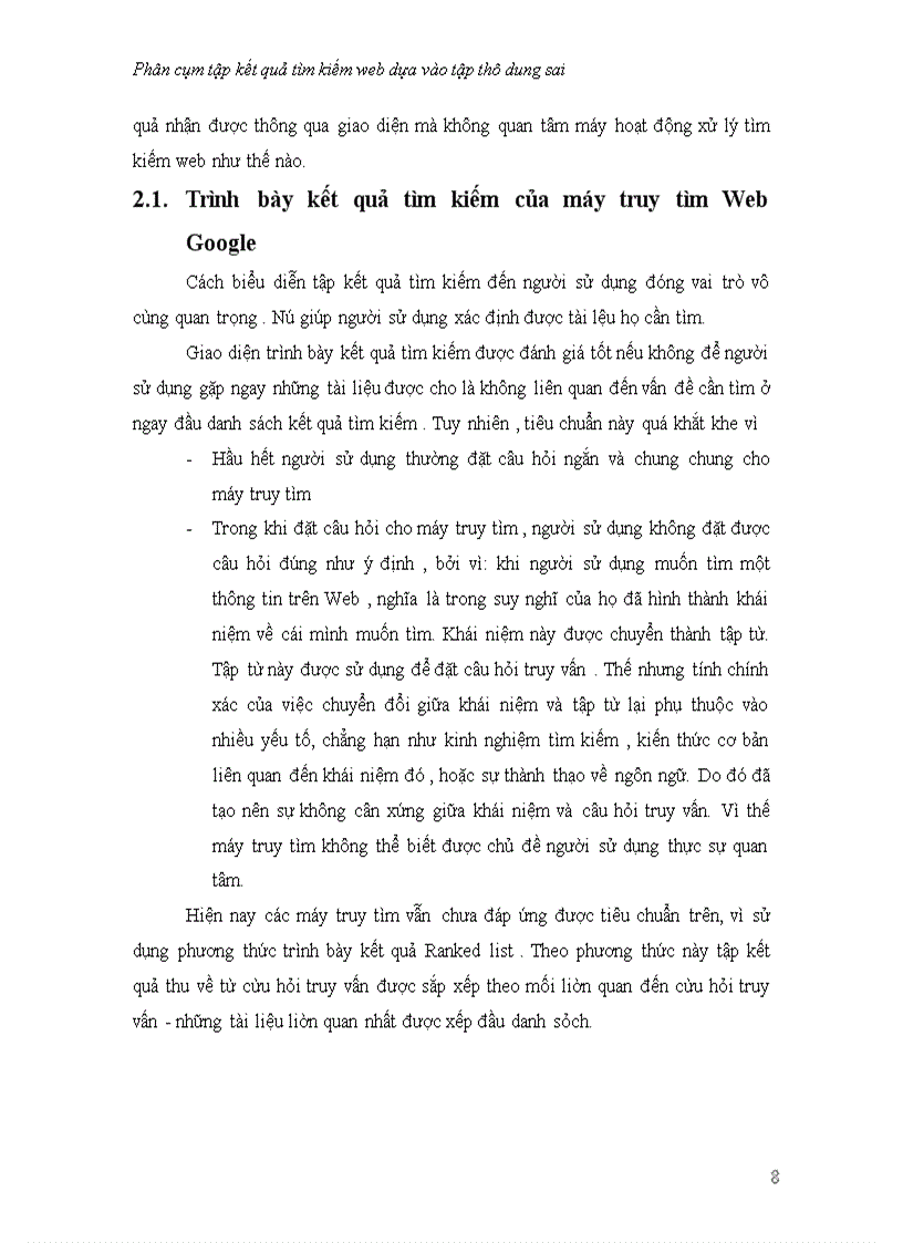 image for page Phân cụm tập kết quả tìm kiếm web dựa vào tập thô dung sai