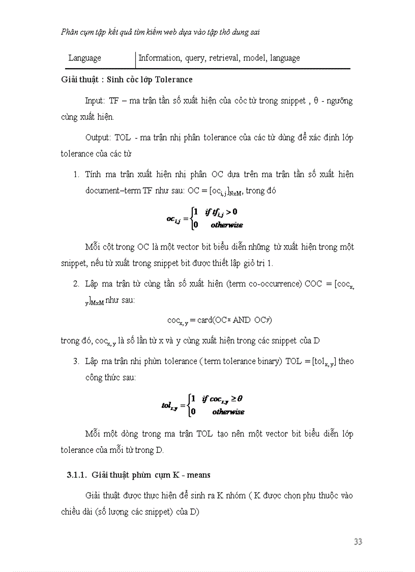 image for page Phân cụm tập kết quả tìm kiếm web dựa vào tập thô dung sai