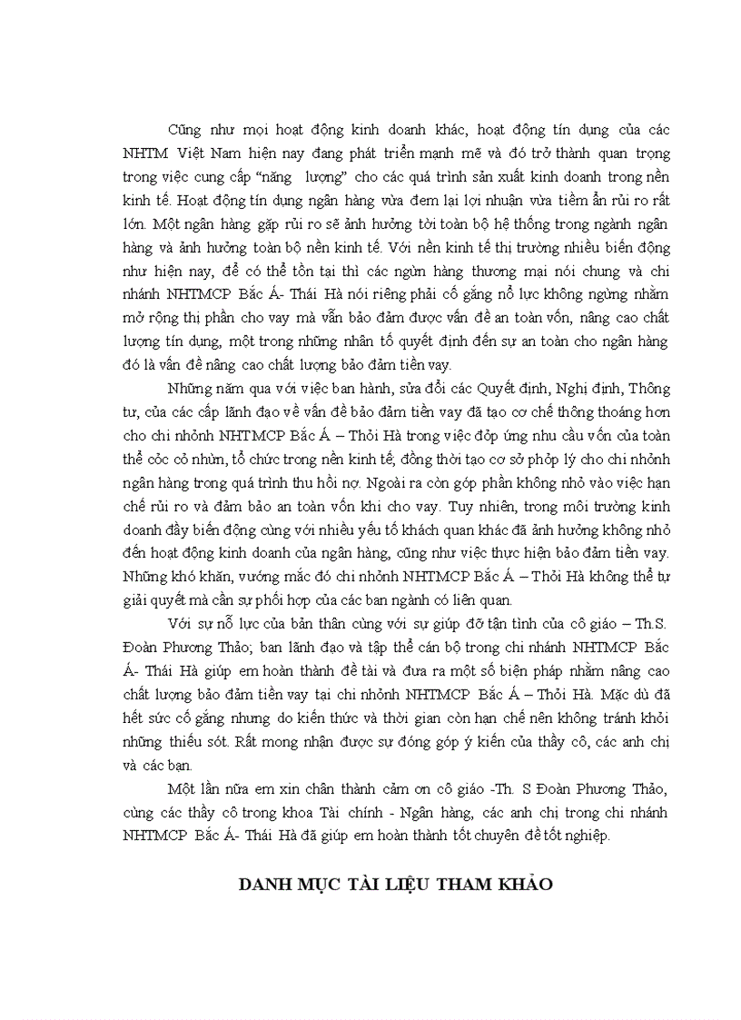 image for page Nâng cao chất lượng hoạt động bảo đảm tiền vay tại ngân hàng thương mại cổ phần Bắc Á - chi nhánh Thái Hà