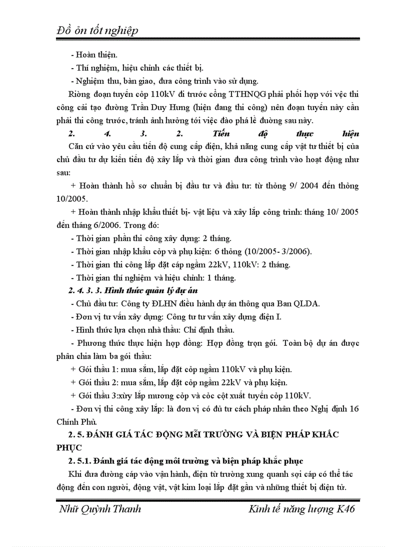 image for page Hạ ngầm tuyến đường dây 110kV, di chuyển đường cáp 22kV trạm biến áp 110kV Thanh Xuân việc đánh giá tính khả thi của dự án mới từ góc độ kết quả tài chính
