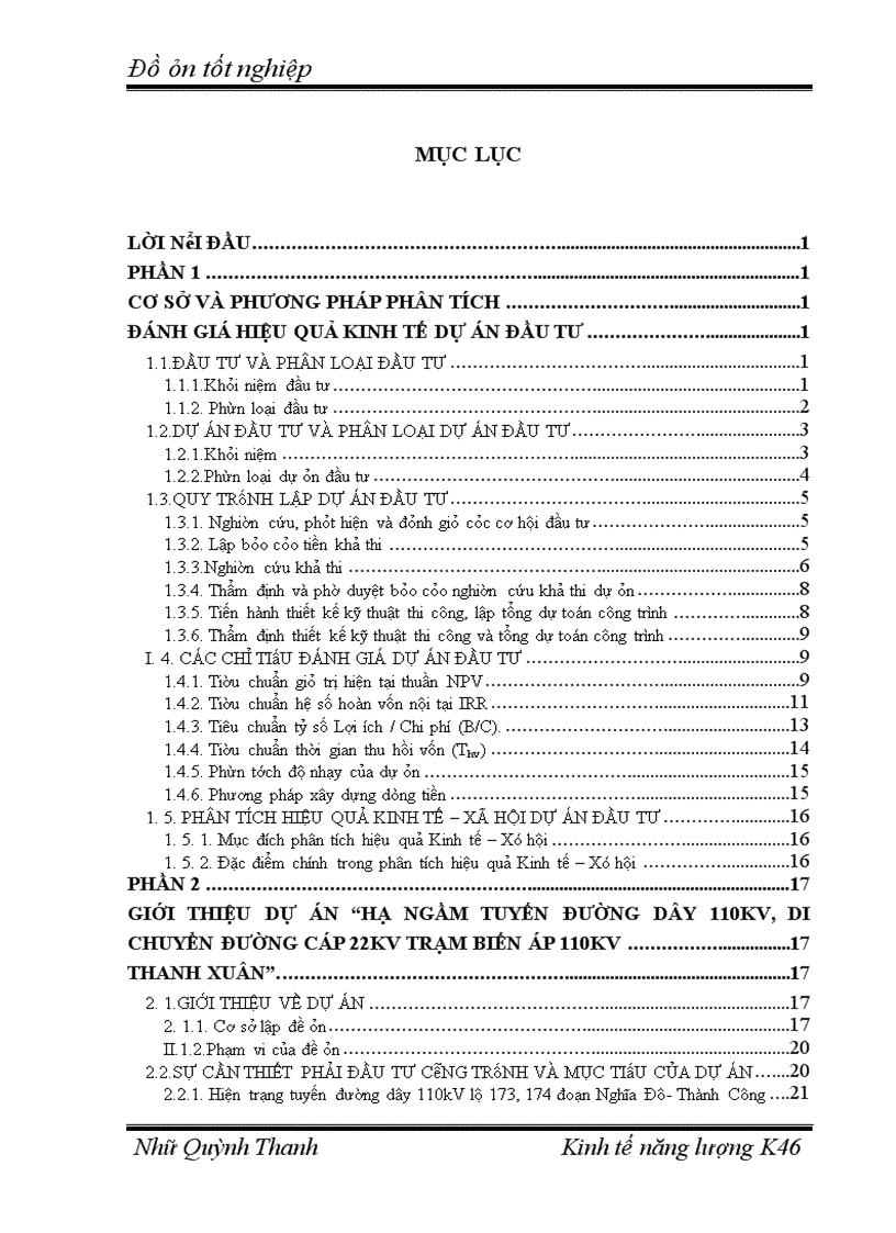 image for page Hạ ngầm tuyến đường dây 110kV, di chuyển đường cáp 22kV trạm biến áp 110kV Thanh Xuân việc đánh giá tính khả thi của dự án mới từ góc độ kết quả tài chính