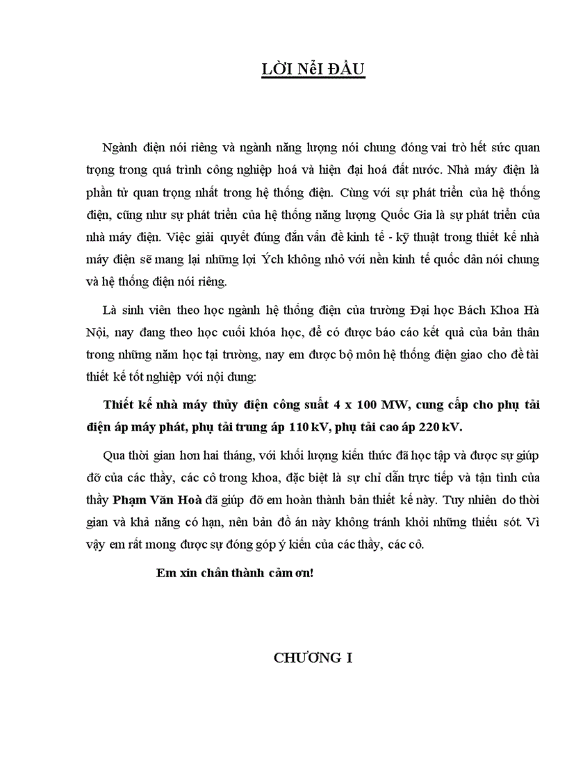 image for page Thiết kế nhà máy thủy điện công suất 4 x 100 MW, cung cấp cho phụ tải điện áp máy phát, phụ tải trung áp 110 kV, Phụ tải cao áp 220 kV.