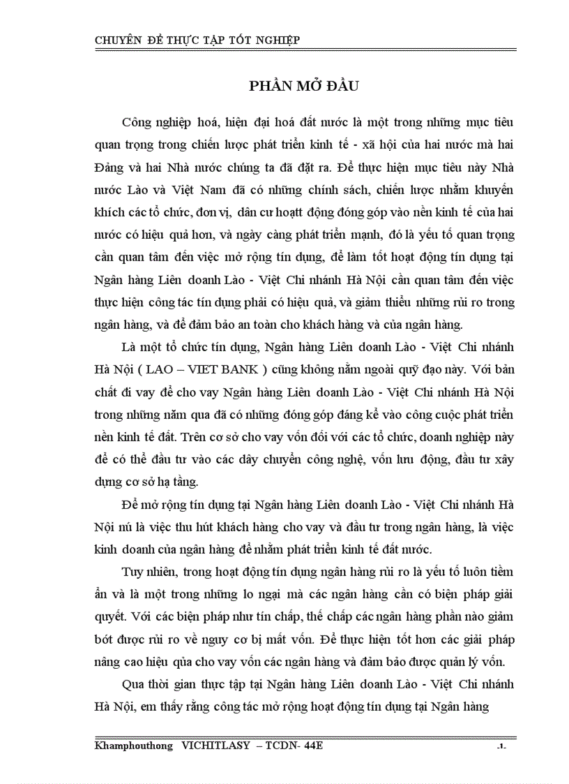 image for page Giải pháp mở rộng tín dụng tại Ngân hàng Liên doanh Lào - Việt Chi nhánh Hà Nội