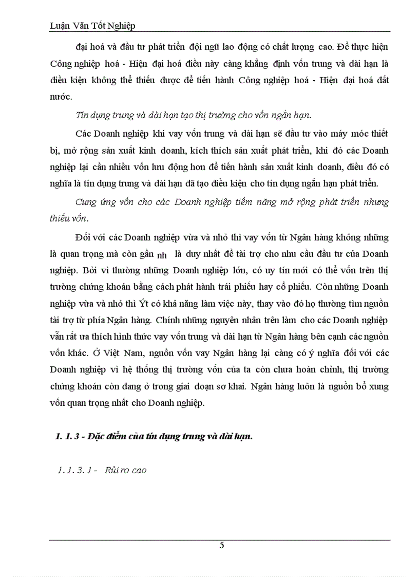 image for page Mở rông và nâng cao hiệu quả tín dụng trung và dài hạn tại chi nhánh NHCT Thanh Xuân.