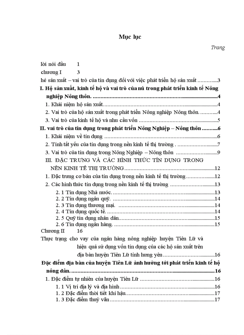image for page Thực trạng và một số Giải pháp mở rộng tín dụng và nâng cao hiệu quả sử dụng vốn tín dụng của các hộ sản xuất ở huyện Tiên Lữ tỉnh Hưng Yên
