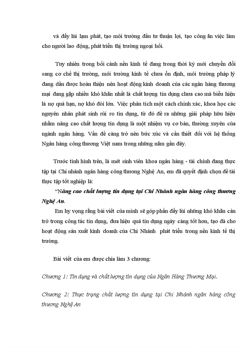 image for page Nâng cao chất lượng tín dụng tại Chi Nhánh ngân hàng công thương Nghệ An.