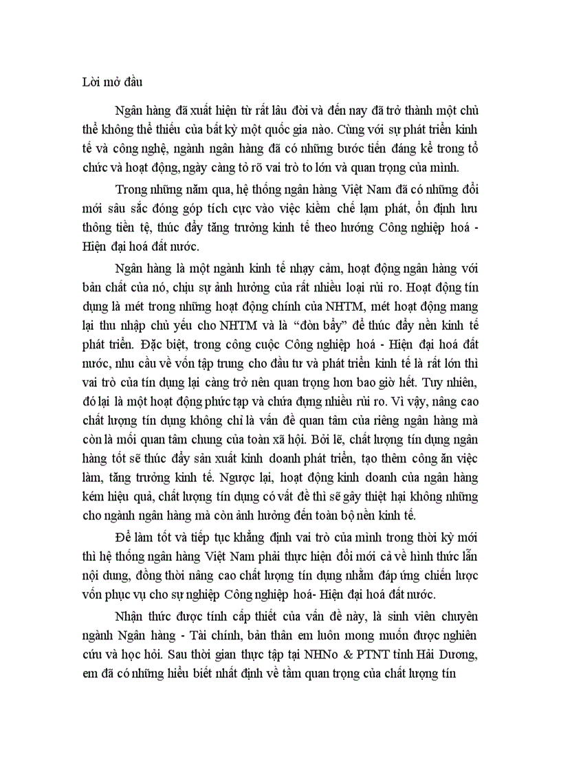 image for page Chất lượng tín dụng tại NHNo&PTNT tỉnh Hải Dương