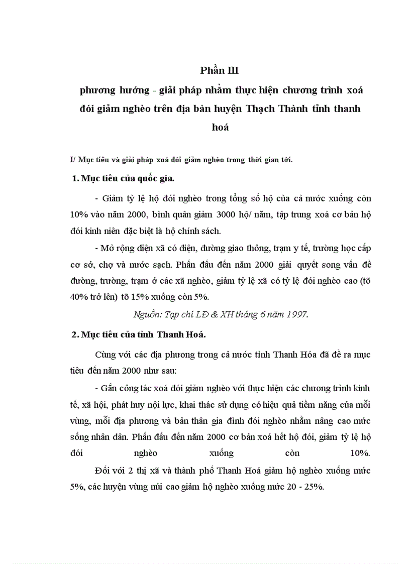 image for page Thực trạng và giải pháp nhằm xoá đói giảm nghèo tại huyện Thạch Thành - Thanh Hoá