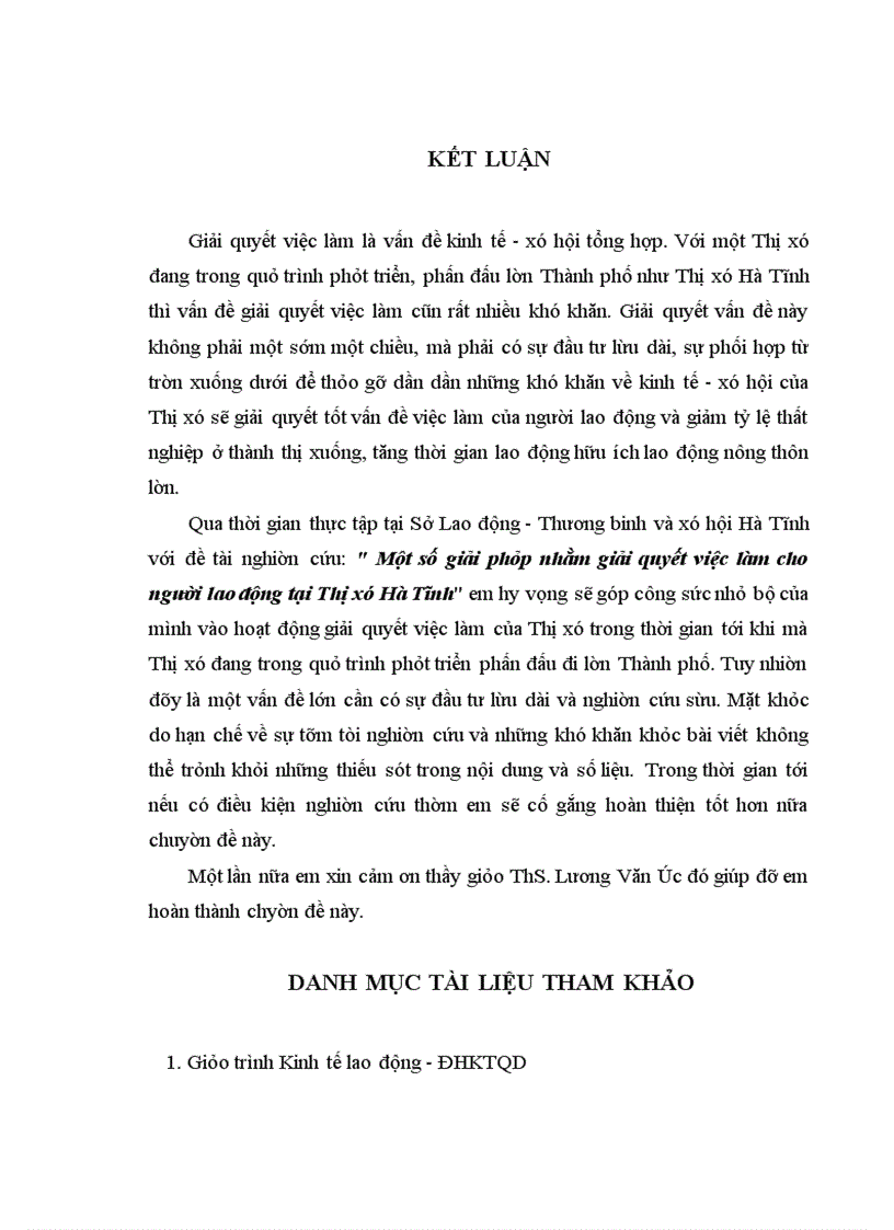 image for page Một số giải pháp nhằm giải quyết việc làm cho người lao động tại Thị xã Hà Tĩnh