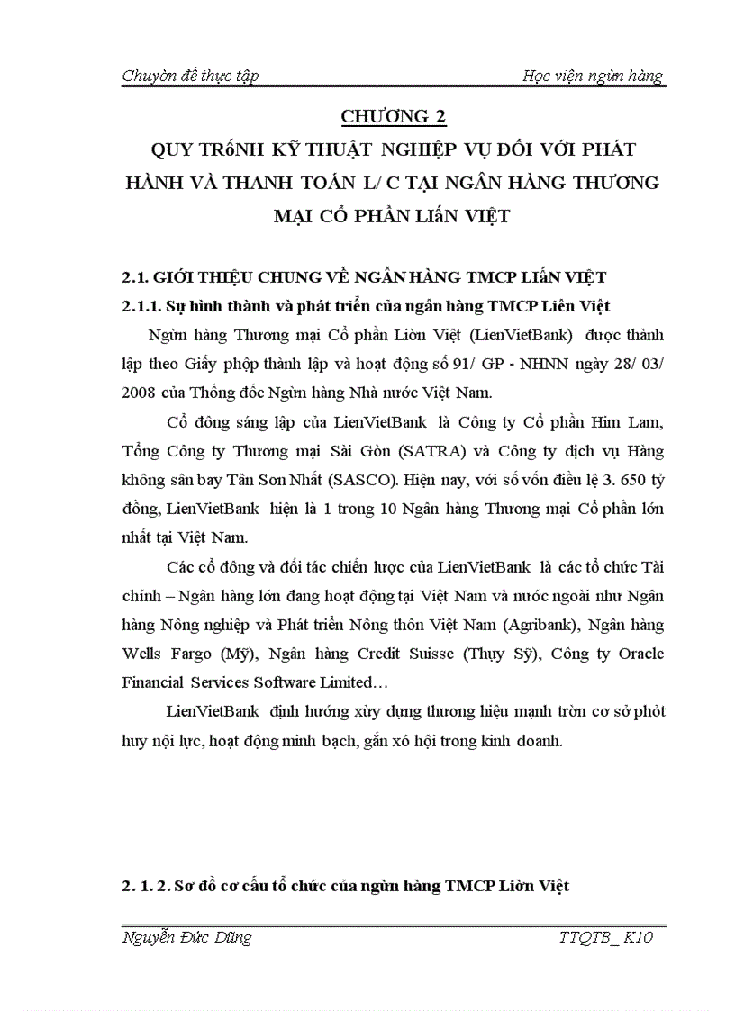 image for page Phương hướng và giải pháp hoàn thiện quy trình kỹ thuật nghiệp vụ phát hành và thanh toán l/c tại lvb