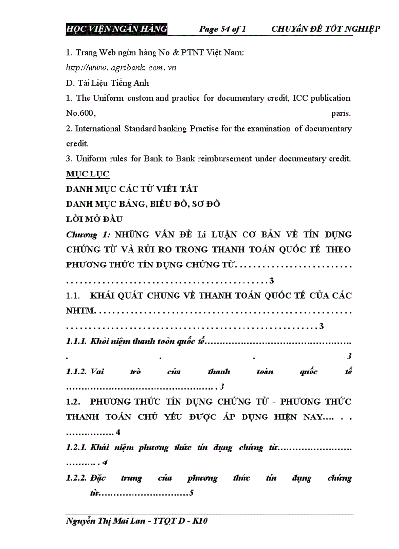 image for page Giải pháp phòng ngừa và hạn chế rủi ro trong phương thức thanh toán tín dụng chứng từ tại NHNo & PTNT Chi nhánh Từ Liêm