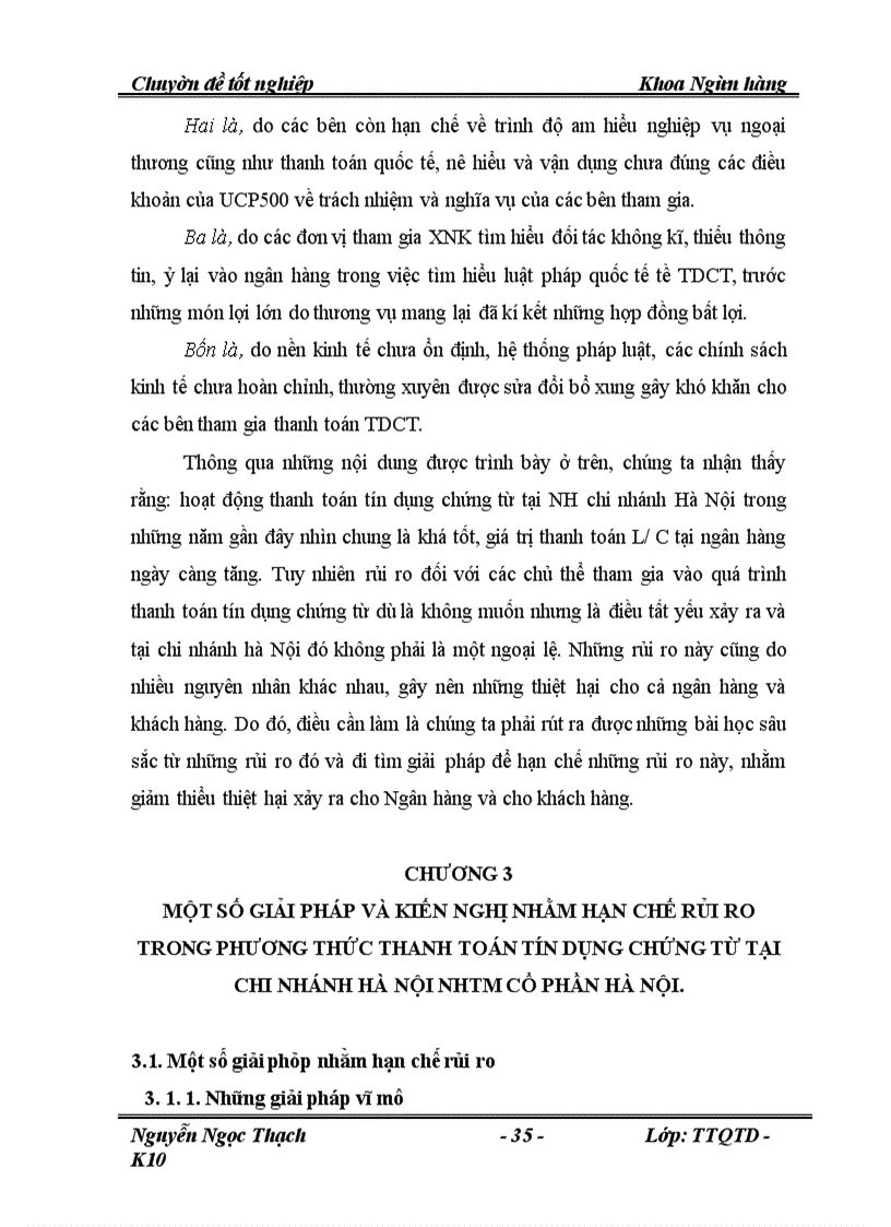 image for page Hạn chế rủi ro trong thanh toán quốc tế theo phương thức tín dụng chứng từ tại Ngân hàng Liên Việt chi nhánh Hà Nội