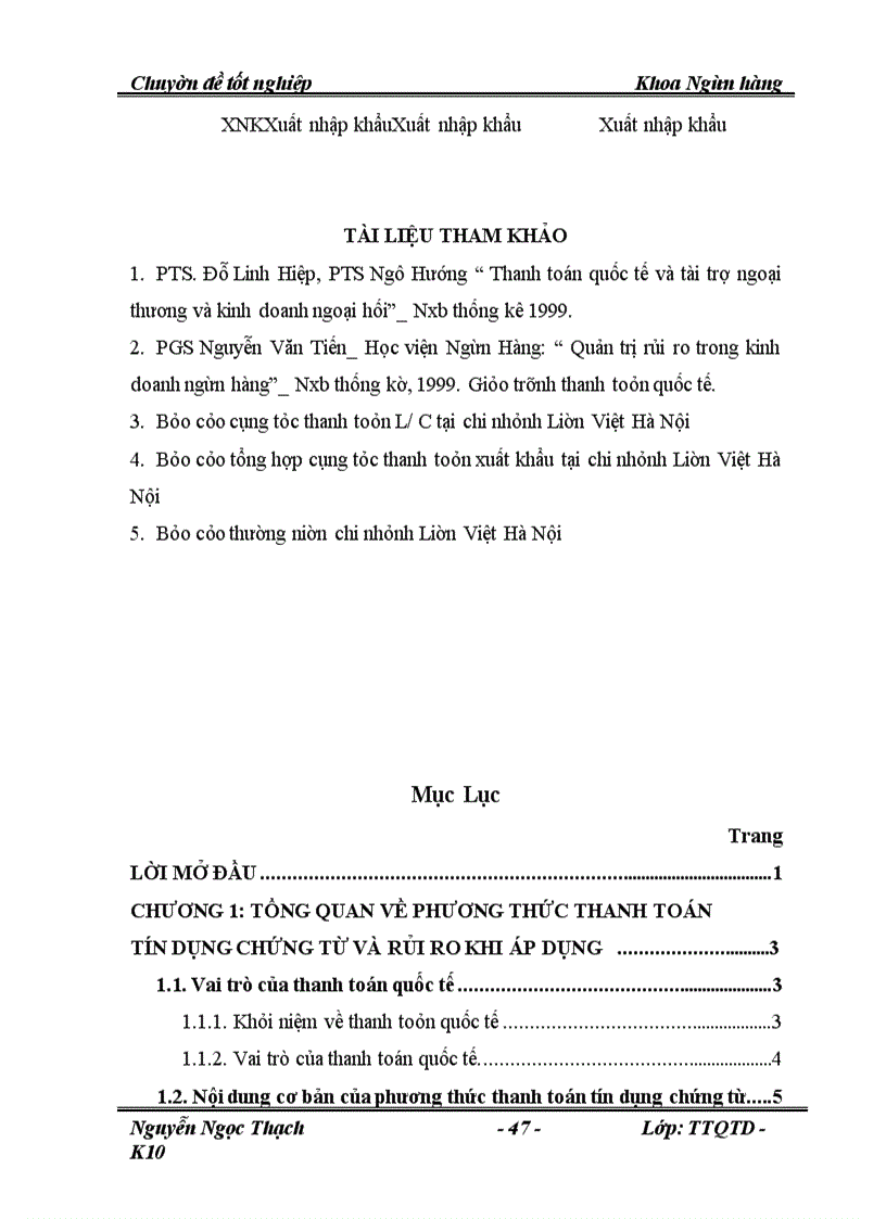image for page Hạn chế rủi ro trong thanh toán quốc tế theo phương thức tín dụng chứng từ tại Ngân hàng Liên Việt chi nhánh Hà Nội