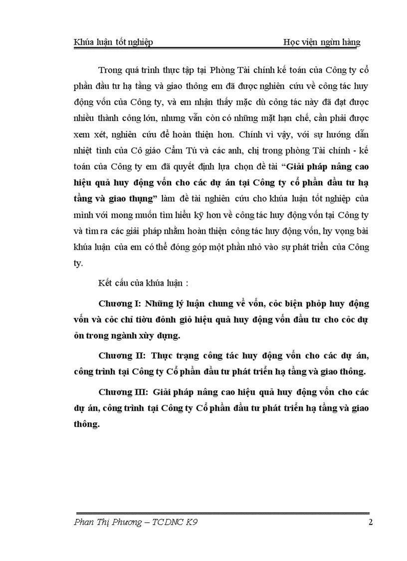 image for page Giải pháp nâng cao hiệu quả huy động vốn cho các dự án tại Công ty cổ phần đầu tư hạ tầng và giao thông