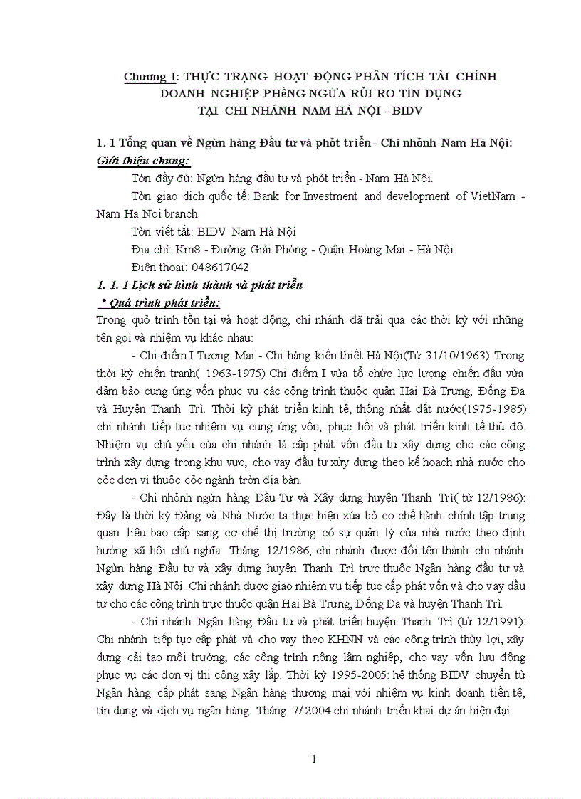 image for page Giải pháp hoàn thiện công tác phân tích tài chính nhằm hạn chế rủi ro tín dụng tại Ngân hàng đầu tư và phát triển - Nam Hà Nội.