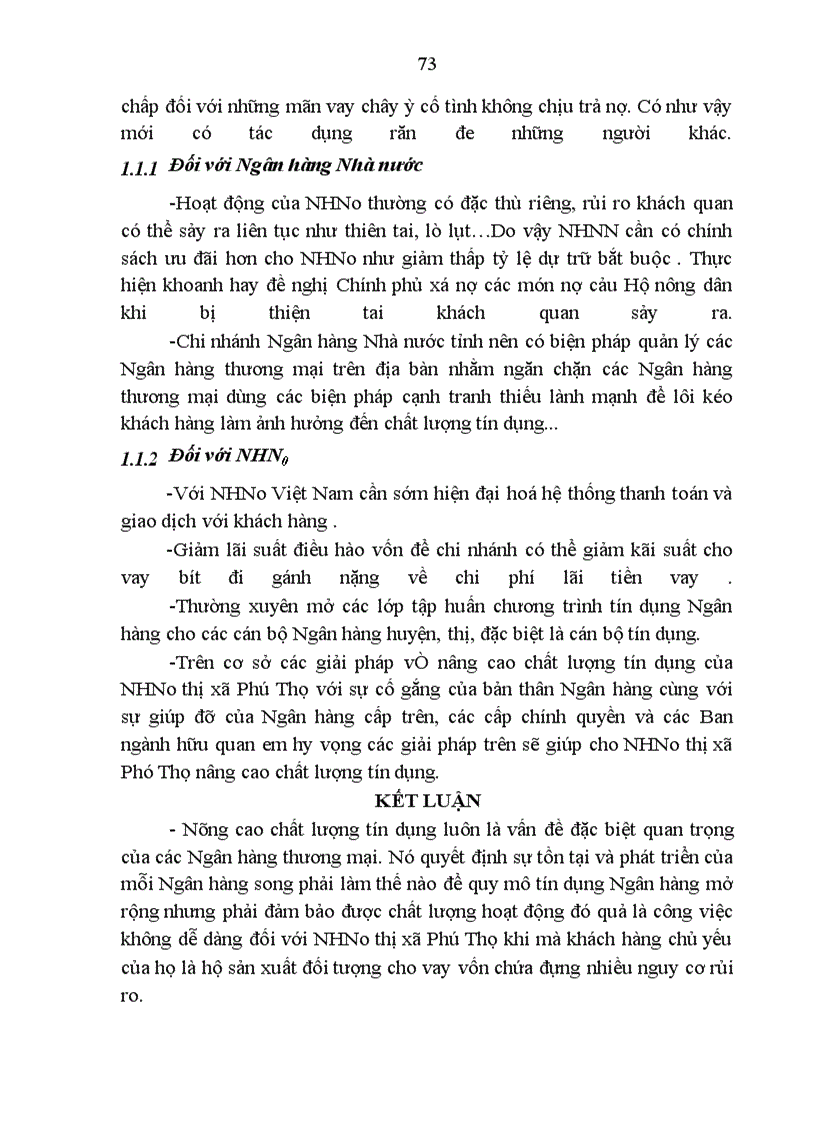 image for page Một số giải pháp nâng cao chất lượng tín dụng tại Ngân hàng nông nghiệp và phát triển nông thôn thị xã Phú Thọ tỉnh Phú Thọ