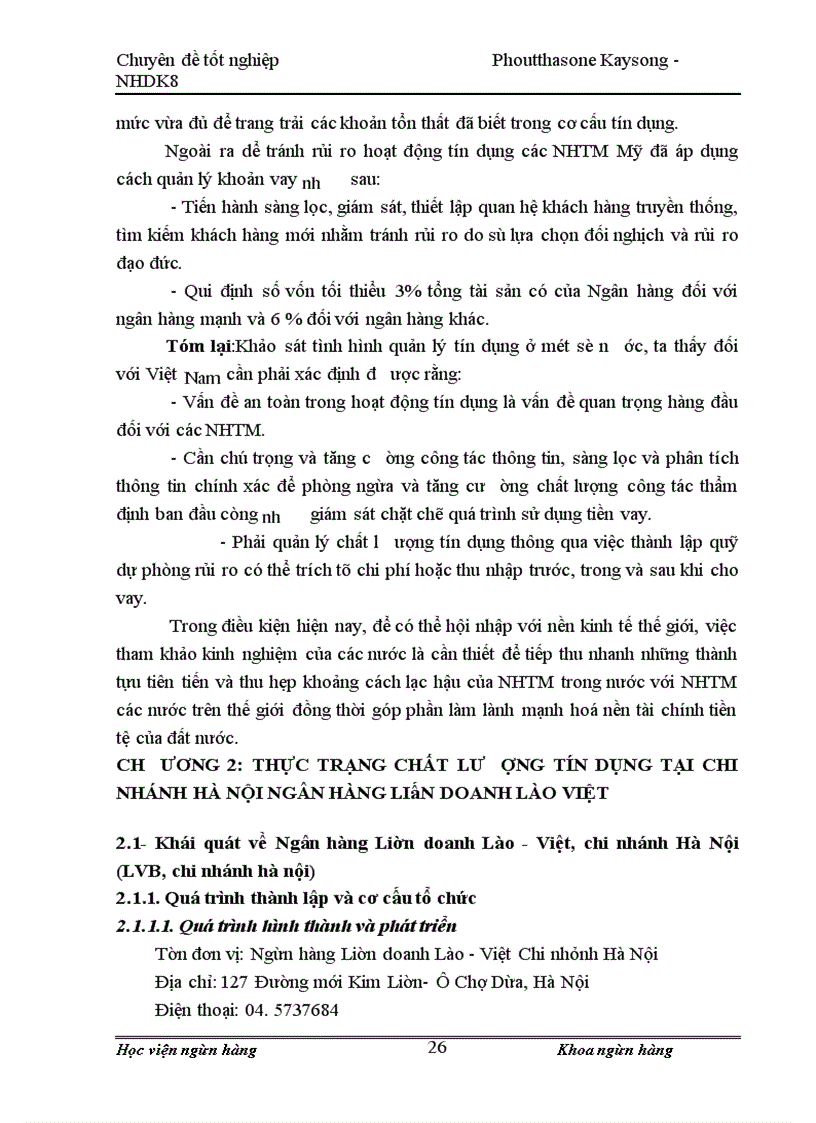 image for page Giải pháp nâng cao chất lươợng tín dụng tại chi nhánh Hà Nội ngân hàng liên doanh Lào Việt