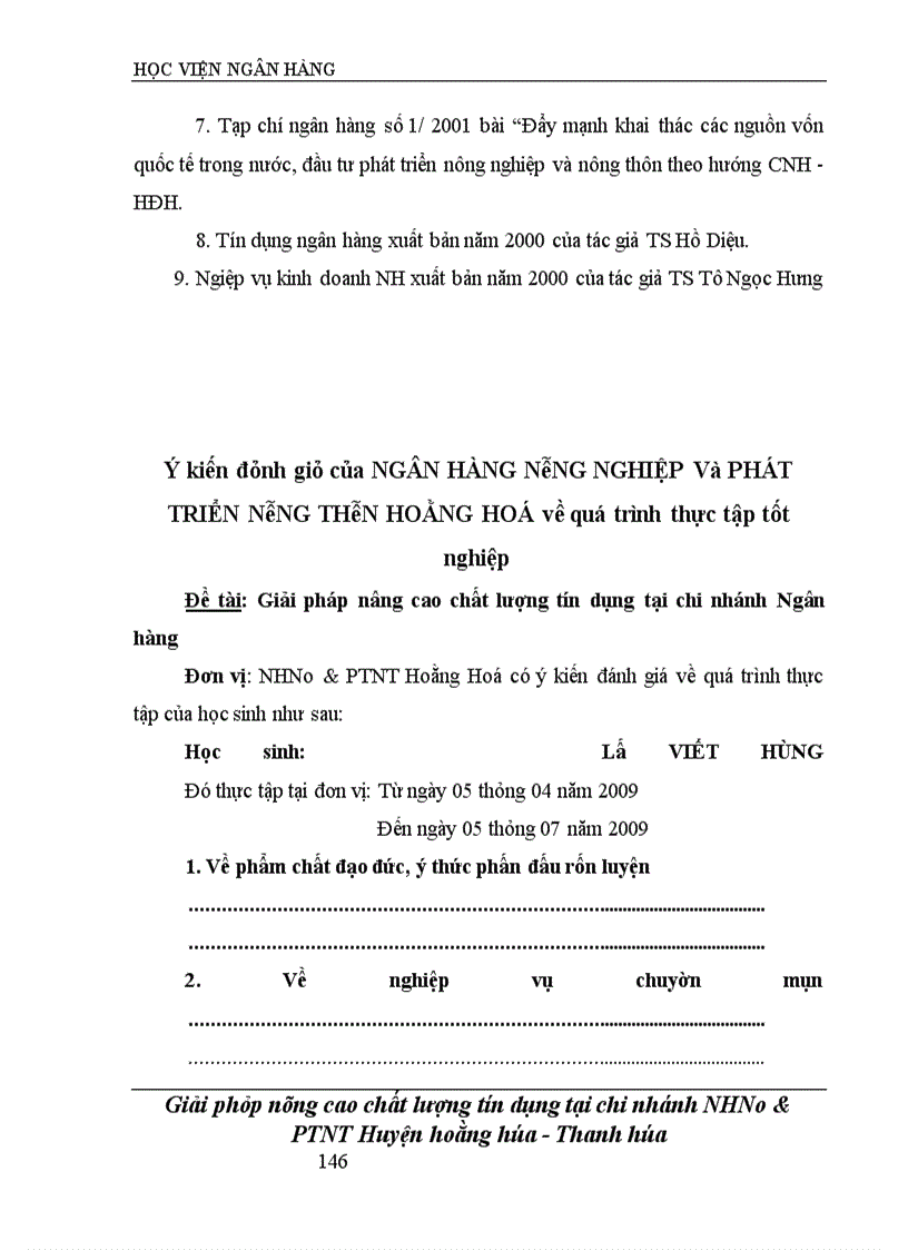 image for page Một số giải pháp nâng cao chất lượng tín dụng tại Ngân hàng Nông nghiệp và Phát triển Nông thôn Huyện Hoằng Hoá – Tỉnh Thanh Hóa