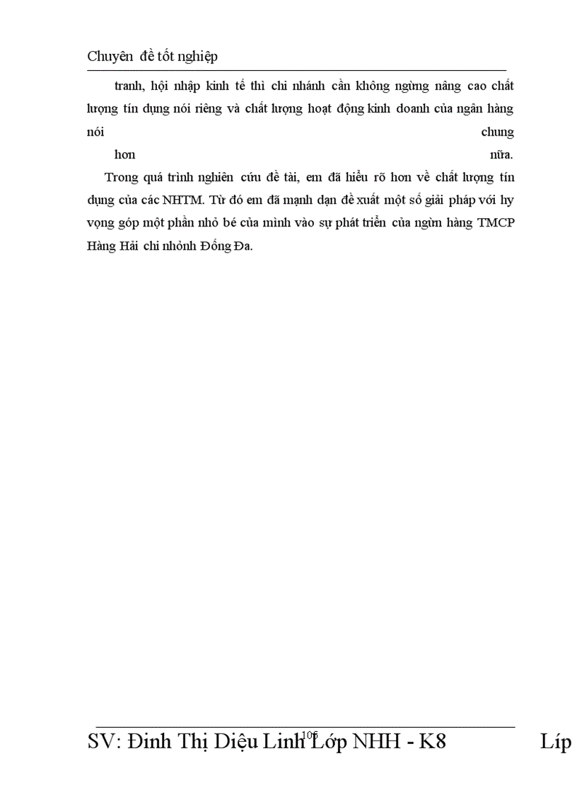 image for page Nâng cao chất lượng tín dụng tại chi nhánh ngân hàng Hàng Hải Đống Đa